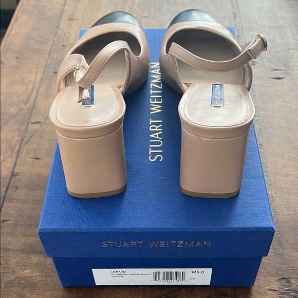 Stuart Weitzman Black and Cream Slingback Heels - Picture 2 of 5